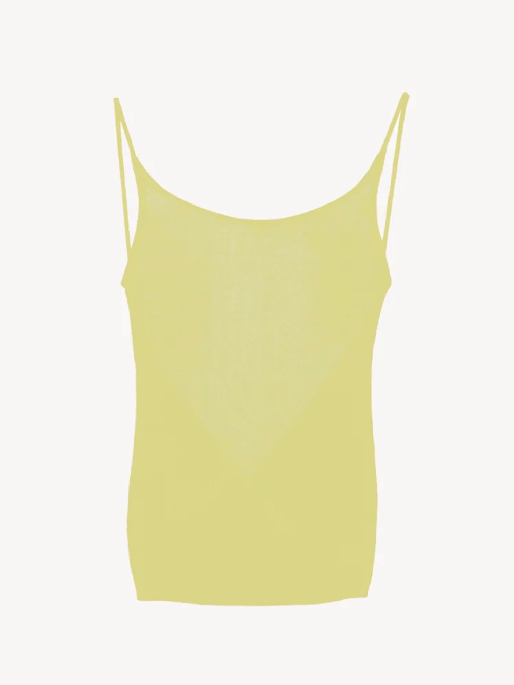 Slim Spaghetti-Strap Tank Top in Pale Yellow